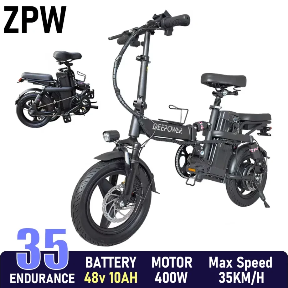 ZPW Ebike K100 400W 48V 30AH Electric bike Adult Fat Tire Folding Electric Bicycle City Commuter Electric Bike Urban Ebike 