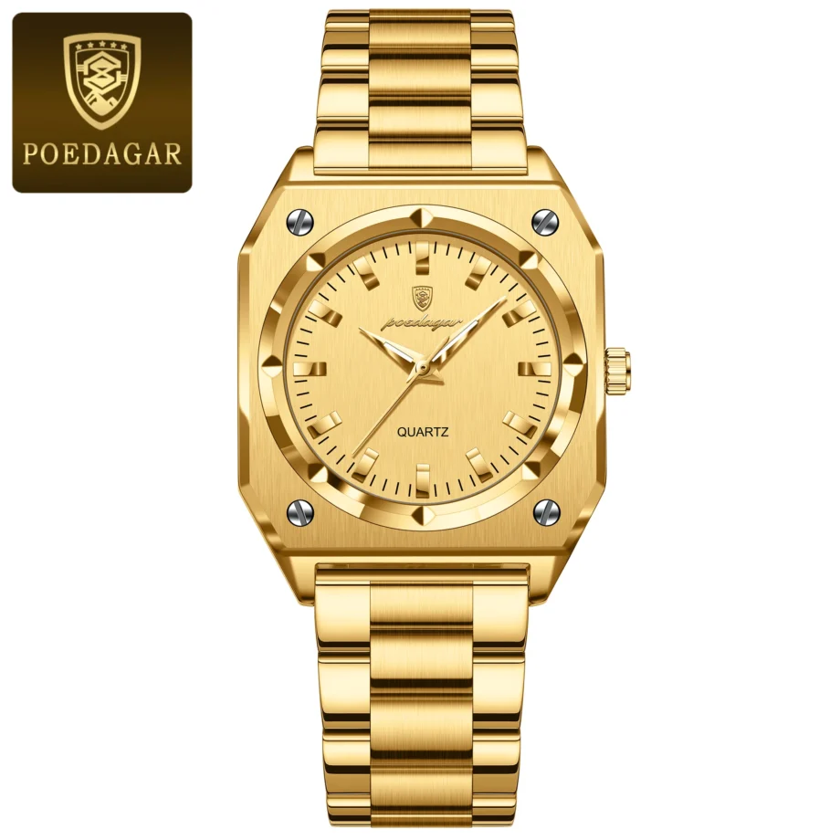 POEDAGAR Luxury Elegant Square Ladies Watch Waterproof Luminous Watch for Woman Stainless Steel Quartz Women's Watches Reloj+box 